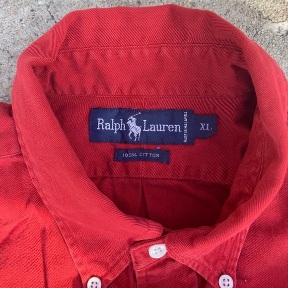 Ralph Lauren Red Long Sleeve Button Down Shirt XL - Picture 3 of 4
